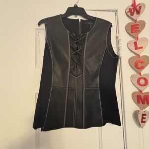 NWOT BCBGMaxAzria Black Faux Leather Top